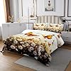 Wild Butterfly Bedding Set Queen Size 3 Pcs,70s Groovy Daisy Retro Flowers Bedspread for Kids Teens Adults,Natural Creature Floral Rustic Style Coverlet Set with 2 Pillowcases #1