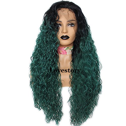Lovestory Long Curly Lace Front Wig Natural Hair Loose Curly Synthetic Wigs For Fashion Women 180 Density 22-24 inch