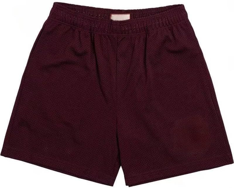 Men's Athletic Basketball Shorts, Breathable Mesh, Elastic Waistband, Above Knee, Polyester, Maroon