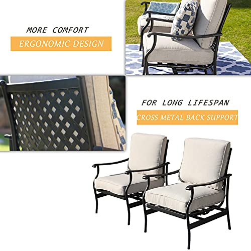 Lokatse Home Outdoor Metal Patio Chairs With Cushion Set Of 2 Bistro Dining All Weather Seating Suitable For Conversation Occasions, Beige #TOP4
