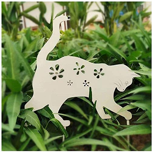 Piquets de jardin décoratifs en forme de silhouette de chat noir statues d'extérieur métal 12"