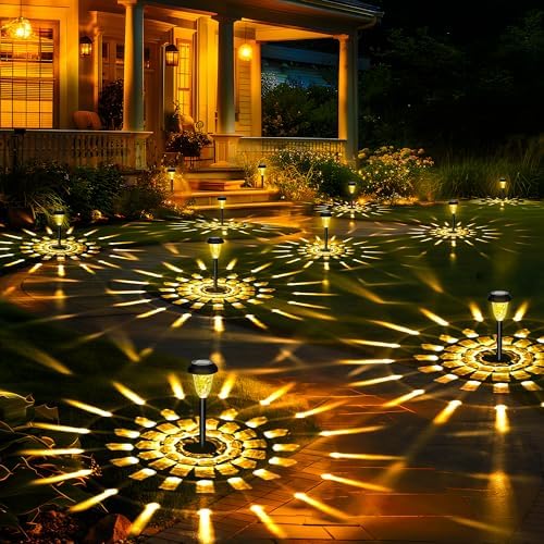 GIGALUMI 12 Pack Solar Light Outdoor Waterproof, Warm White Pathw...