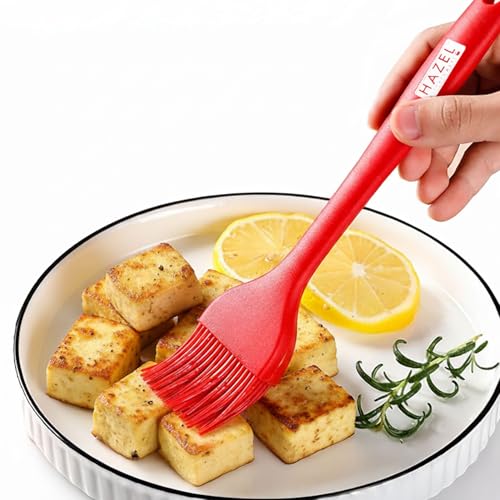Image of HAZEL Silicone Brush 8 inch (Red)| Heat Resistant Oil & Butter Brush for Baking, BBQ, and Cooking | Non-Stick, Flexible & Easy to Clean Kitchen Basting Brush