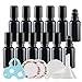 Produktbild TIANZD 12 Stück 20 ml Schwarz Leere Roller Glas Flaschen, 20ml Roll-on Glasflaschen mit Edelstahl-Roller Ball Schraubverschluss, für Ätherische Öle Essential Oil 1x Trichter, 2X Etikette, 1x Öffner