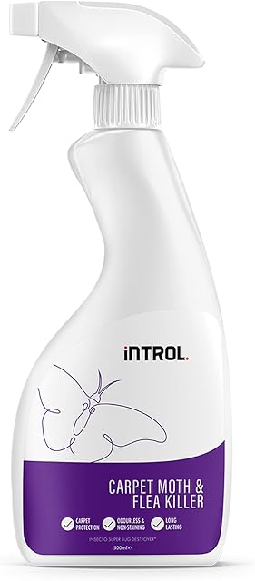 INTROL - Carpet Moth Killer Spray - Carpet Beetle, Silver Fish, Larvae & Eggs Home indoor Treatment - 500ML