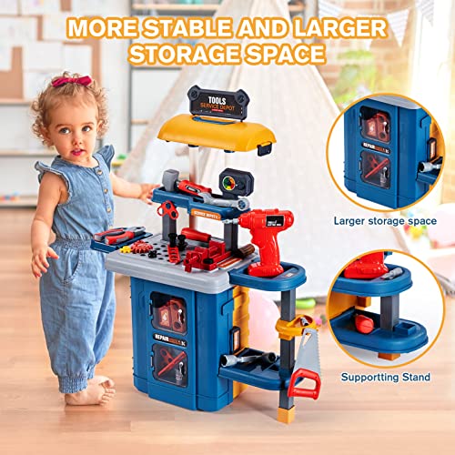 Kids Toy Tool Bench Set, Toddler Workbench With Electric Drill And Realistic Tools Toy For 3 4 5 6 Years Old Boys Girls, Construction Workshop Gifts For Christmas Birthday Party New Year #TOP4