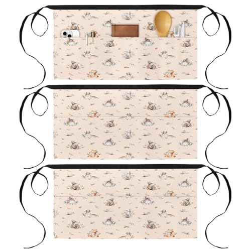 Demi-tablier pour restaurant et bar avec 3 poches de rangement