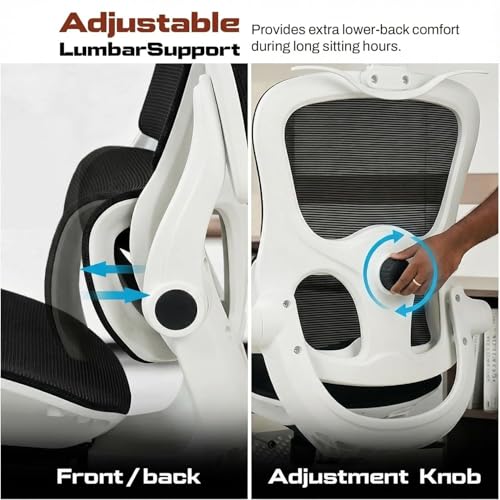 Image of DROGO Quantum Ergonomic Office Chair for Work from Home, Computer Chair with Breathable Mesh, 3D Headrest & Armrest, Adjustable Lumbar Support, Office Chair with Footrest & Recline (White /Black)