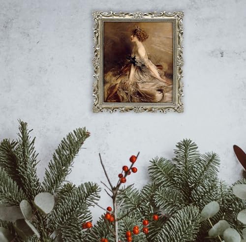 Image of Silver Picture Frame 8x10 Antique Picture Frames Vintage | Real Glass, Wall or Tabletop Display, Matted to 5x7 Photo