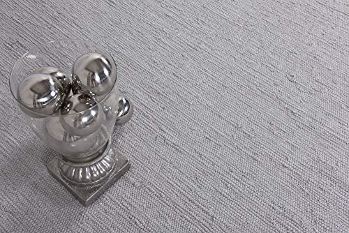 Theko | Dhurry Teppich aus 100% Baumwolle Flachgewebe Teppich Happy Cotton | handgewebt | Farbe: Grau | 60x120 cm