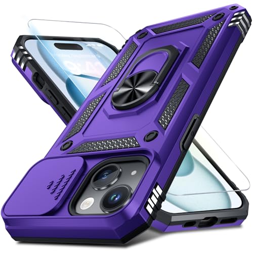 for iPhone 15 Plus/14 Plus Phone Case Built in Slide Camera Lens Cover