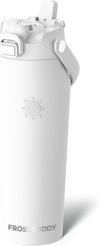 Miniatura 64 de Frost Buddy - Botella de agua con aislamiento de 32 oz con pajilla y tapa, de acero inoxidable, a prueba de fugas, frío durante 24 horas, a prueba