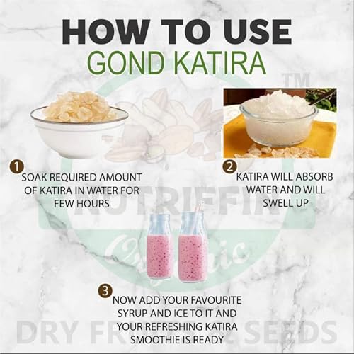 Image of Nutriffin Organic Gond Katira Pure (Edible Gum) | Tragacanth Gum | High Cooling Properties Herbal Food | Super Food (1 kg)