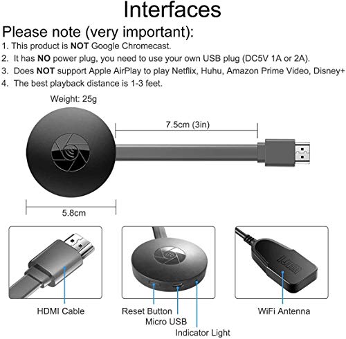 Image of Pro Play Cromecast Wireless Screen Mirroring & Streaming Dongle for Full HD Video Cast from Android, iOS, Mac, Windows, and Laptops to TV