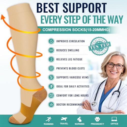 Image of 3 Pack Medical Compression Sock-Compression Sock For Women and Men Circulation -Best for Running,Nursing,Athletic Sports