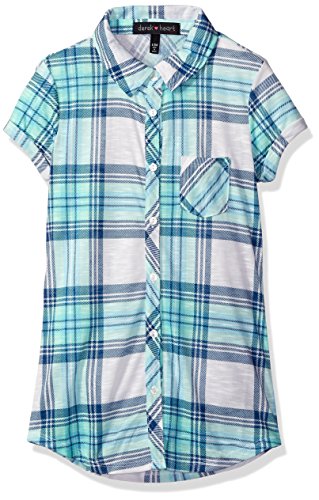 Derek Heart Girls' Big Short Sleeve Button Down Top with Pockets