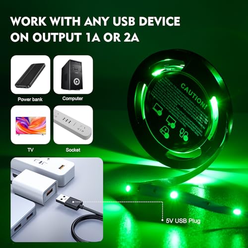 Image of TV LED Backlights, 10ft LED Strip Lights Behind TV USB Operated Color Changing for 46-65 Inch TV RGB 5050 LED Tape Lights with IR Remote Controller and Dimmable (Pack of 2)