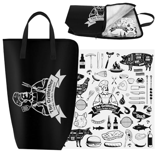 Frienda 21" BBQ Meat Resting Bag with 50 Sheets Butcher Paper, Insulated BBQ Blanket for Brisket, Leakproof Thermal Cooler Bag, Father's Day Smoker Accessories Grilling Gift for Men Dad(Black)