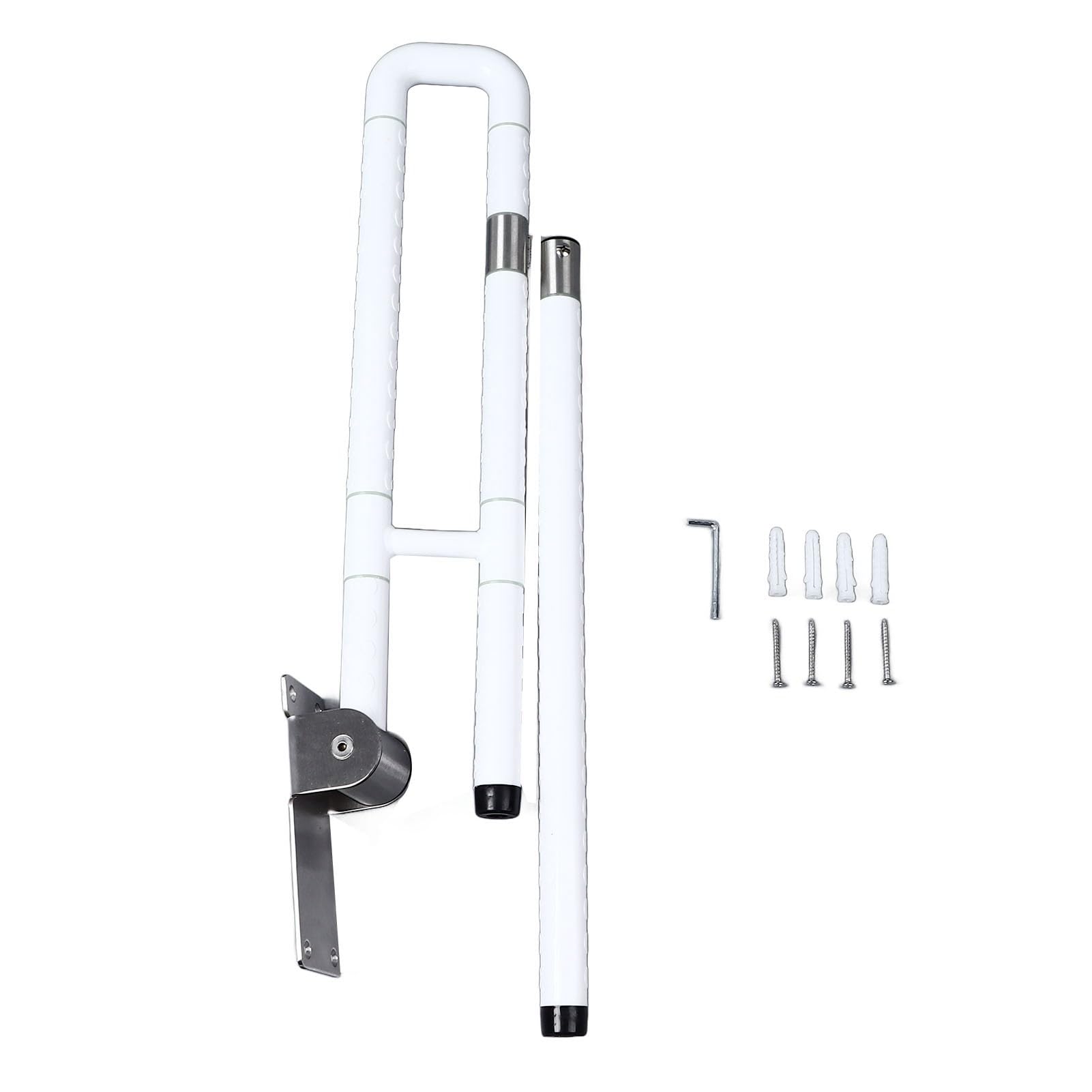 Fabater Barras de Apoyo para Inodoro, Barras de Apoyo para Baño Plegables de Acero Inoxidable de 60 Cm, de para Discapacitados con Superficie Antideslizante que Brilla en la Oscuridad para Personas