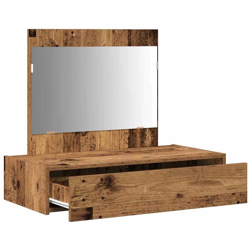 Schminktisch Holzwerkstoff Braun mit Schublade und Flachspiegel 83 x 40 x 70 cm moderner Kosmetiktisch mit Stauraum für Schlafzimmer und Beauty Zubehör
