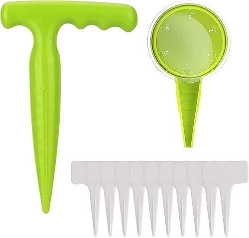 Andiker Juego de 12 herramientas de jardinería, herramientas ajustables para sembradoras de semillas al aire libre, kit de sembradora de jardín con