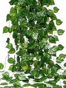 VK HORE Artificial Garlands Hanging Leaves Greenery Vine Creeper Plan Contains 30 Leaves - Each String 7.2ft (Pack of 2)