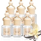 AROIC Hanging Car Air Freshener, 6 Pack Vanilla Cream Long Lasting & Refillable Air Freshener, Natural Plant Essential Oil Fragrance Aromatherapy Diffuser, Car Accessories Interior Set for Women & Men
