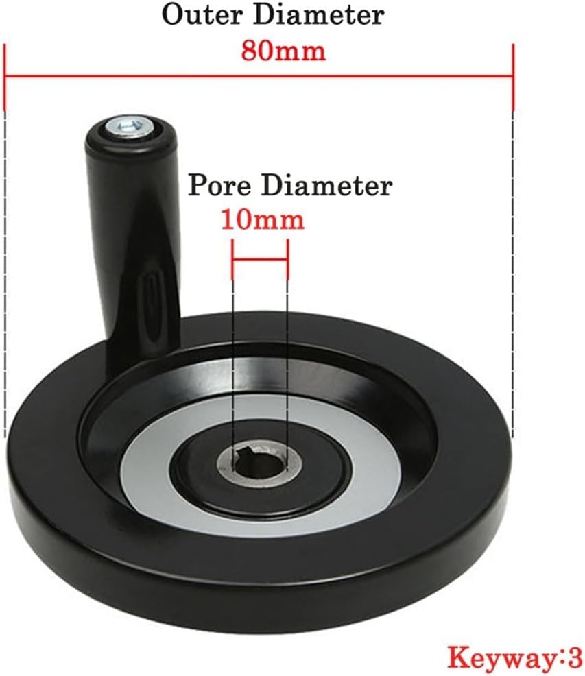 1Pcs 63/80/100/125/160/200/250mm Black Aluminum Alloy Handwheel Back Corrugated Machine Lathe 3D Printer Handwheel(80x10mm)