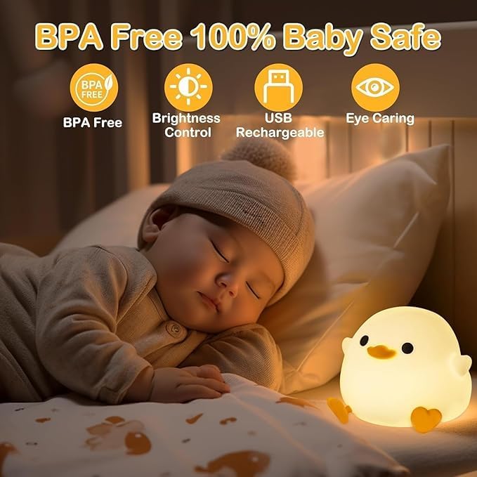 Image of Duck LED Night Lights Touch Sensor, USB Rechargeable, 7-Color Changing Lamp for Kids' Room & Baby Gift (Duck-Multi) (Duck-Multi)
