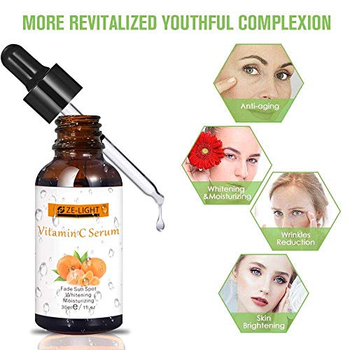 ZeLight Orgánico 20% Sérum de Vitamina C para la Cara con Ácido Hialurónico,Suero Facial Hidratante Anti Arrugas&Anti… - Imagen 3