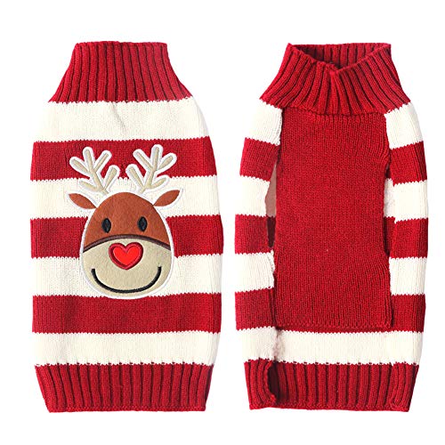 TENGZHI Pet Dog Christmas Sweater,Embroidered Reindeer Elf Clown Turtleneck Dog Ugly Sweaters Dog christmas jumper For Small Medium Large Dogs,Knitwear Winter WarmPuppy Cat Xmas Clothes Costume