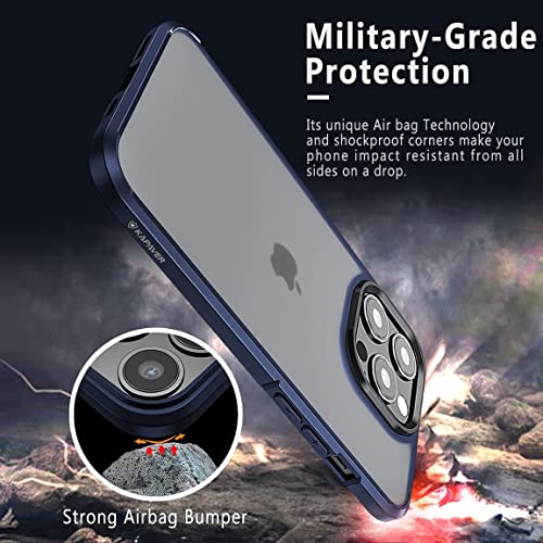 Image of KAPAVER for iPhone 14 Pro Max Matte Clear Case[Anti-Fingerprints ][Anti-Scratch] Frosted Translucent Shockproof Slim Cover 6.7 inches (Matte Blue + Glass)