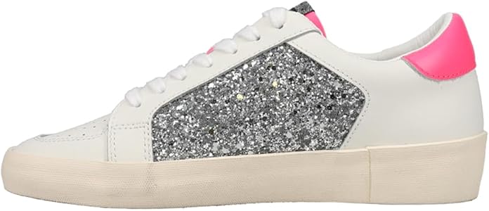 VINTAGE HAVANA Women's Perforated Lace Up Sneakers - Pink And White Casual Shoes