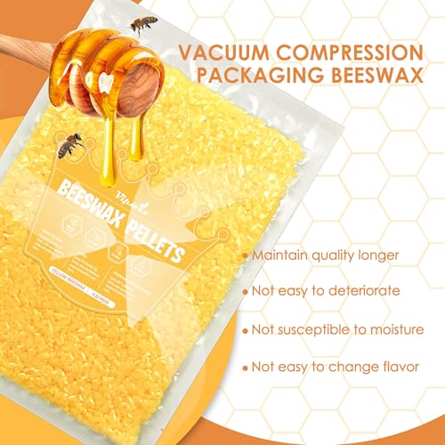image for VIPwax Yellow Beeswax Pellets 1LB, Natural Organic Beeswax, Beeswax fo