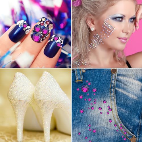 Image of Jollin Glue Fix Crystal Flatback Rhinestones Glass Diamantes Gems for Crafting Nail Art Crafts Decorations Clothes Shoes 3.2mm (ss12 1440pcs, Blue Blaze)