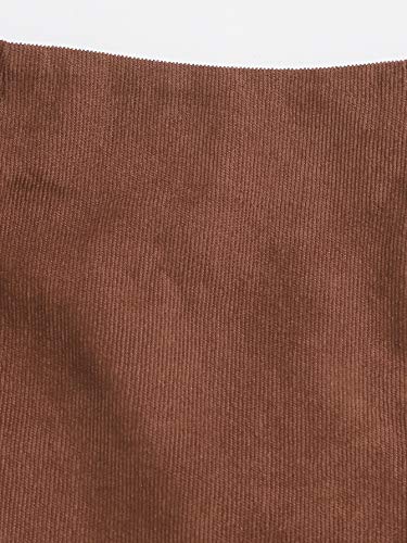 Wdirara Women's Corduroy Mid Waist Split Hem Zip Side Casual Mini Skirt Brown L #TOP26