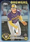 William Contreras baseball trading card 2024 Topps Chrome #24 Refractor (Mil Brewers Catcher)