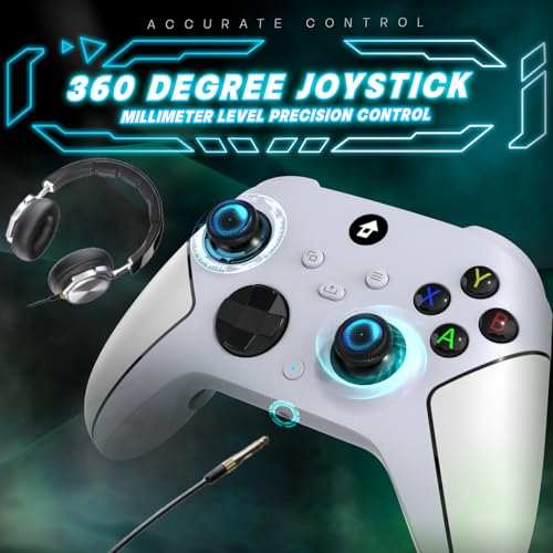 Image of YUYIU Wireless 2.4GHz Controller with 7 Colors RGB Light for Xbox Controller, Xbox One Series X|S,Consoles,Steam PC Windows, with 1000mAh Battery /Dual Vib-ration /Turbo /Programmable, 3.5mm Audio Jack