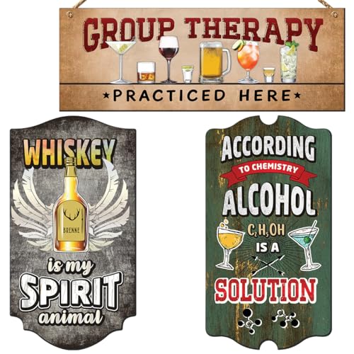 Chaka Chaundh - Bar Quotes Wall Hanging plaque – Alcohol Cocktail Quotes Wall Hanging Sign – Whiskey Rules Wall Decorative Items - Set of 3