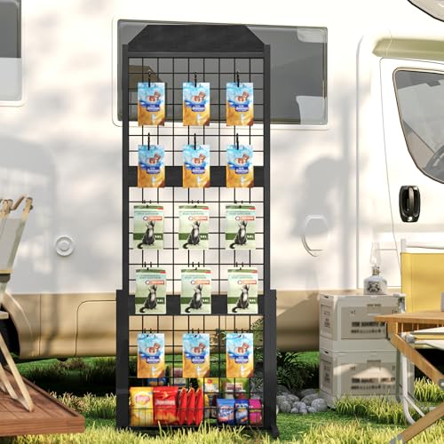 Image of HOOBRO Grid wall Panel units 5.6' x 1.7' Ft Grid Display Rack, Black