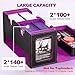 UAONO Card Deck Box for MTG, Double Card Storage Box with 2 Commander Display & 1 Dice Tray, Fits 200+ Double Sleeved Cards, Organizer for CCG TCG Sports Cards (Black Purple)
