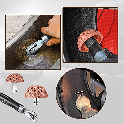 Fhtdw Tire Repair Patch Tools Kit, Tire Patch Roller With Tungsten Steel Buffing Wheel Tire Repair Grinding Head, Tire Inner Liner Scraper, Tire Repair Plugs For Car Truck Motorcycle Bike (42Mm) #TOP4