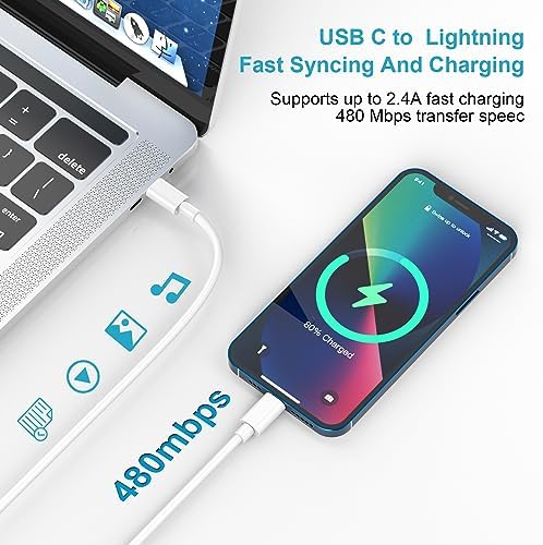 Kabel USB C Lightning [1M+2M 2 sztuki], Certyfikat MFi Kabel do Ładowania iPhone'a Kabel USB C do Lightning, Kabel Szybkiego Ładowania Kabel USB C Lightning do Apple iPhone 14 Pro Max/13/12/11/Mini/XS