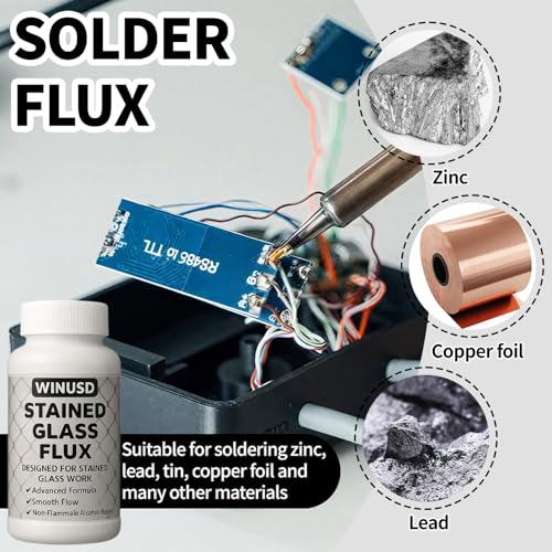 Image of Stained Glass Supplies，Stained Glass Accessories for Soldering Work， Stained Glass Starter Kit, Stained Glass Tools for Table and Countertop Protection (8oz Solder Flux)
