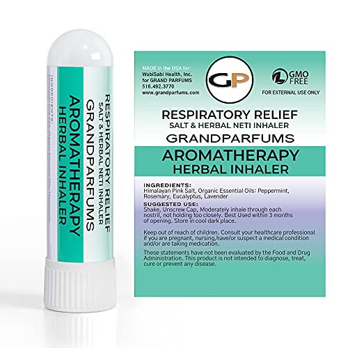Portable Herbal Salt Inhaler, Pocket Nasal Inhaler with Peppermint, Rosemary, Eucalyptus & Lavender with Pink Himalyan Salt - Pure Natural Help for Breathing - Simple and Effective, Herbal Scent