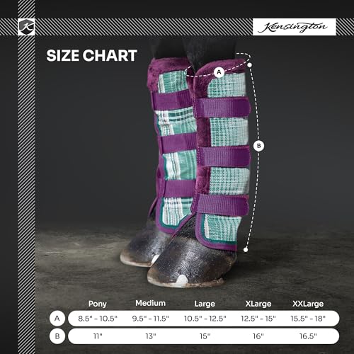 Image of Kensington Protective Products Horse Fly Boots - Fleece Trimmed - Stay-Up Technology - Protection from Insect Bites and UV Rays - Sold in Pairs (2 Boots)