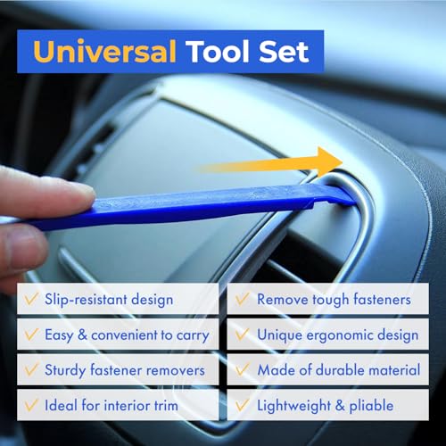Image of Tresalto Auto Trim Removal Tool Kit - 5 Piece Set for Dash, Door Panel, Clip Remover - Scratch-Resist Nylon Pry Tools for Interior Car Trims Work - Panel Prying Tools Included - Blue