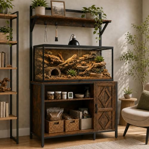 Saudism 75-120 Gallon Reptile Tank Stand with Display Shelf