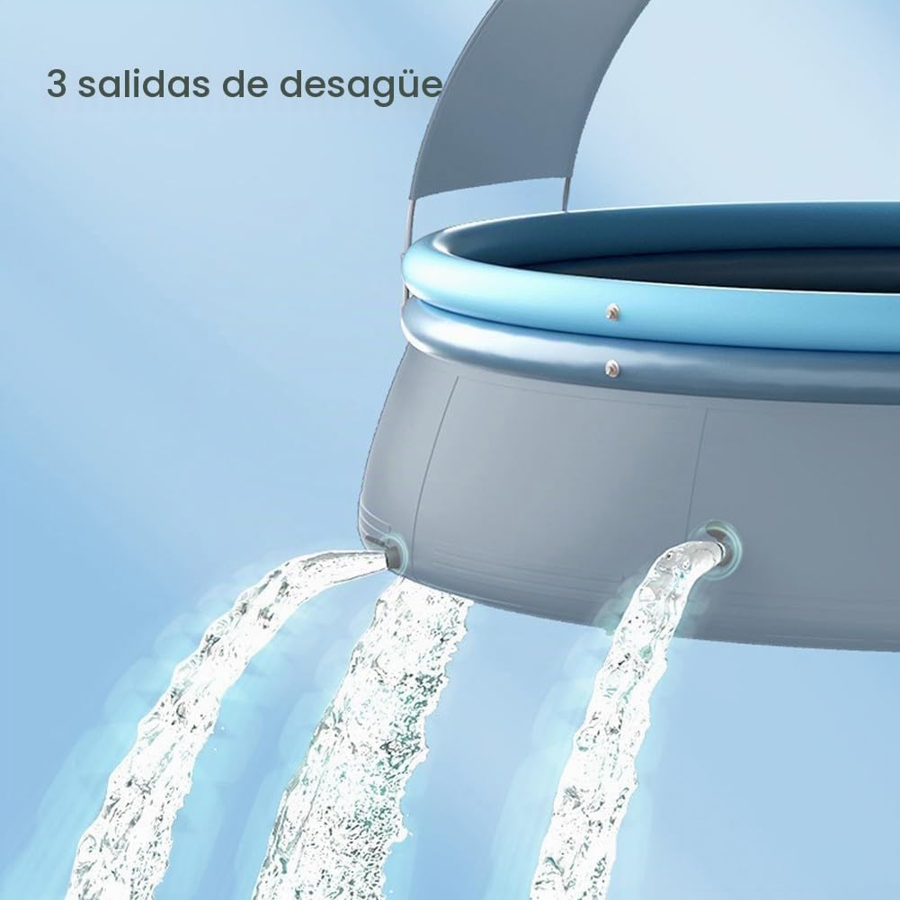 Piscina Redonda Inflable con Toldo Extraíble, Piscina Plegable con Bomba de Aire Automática, para Jardín y Exterior (300cm)