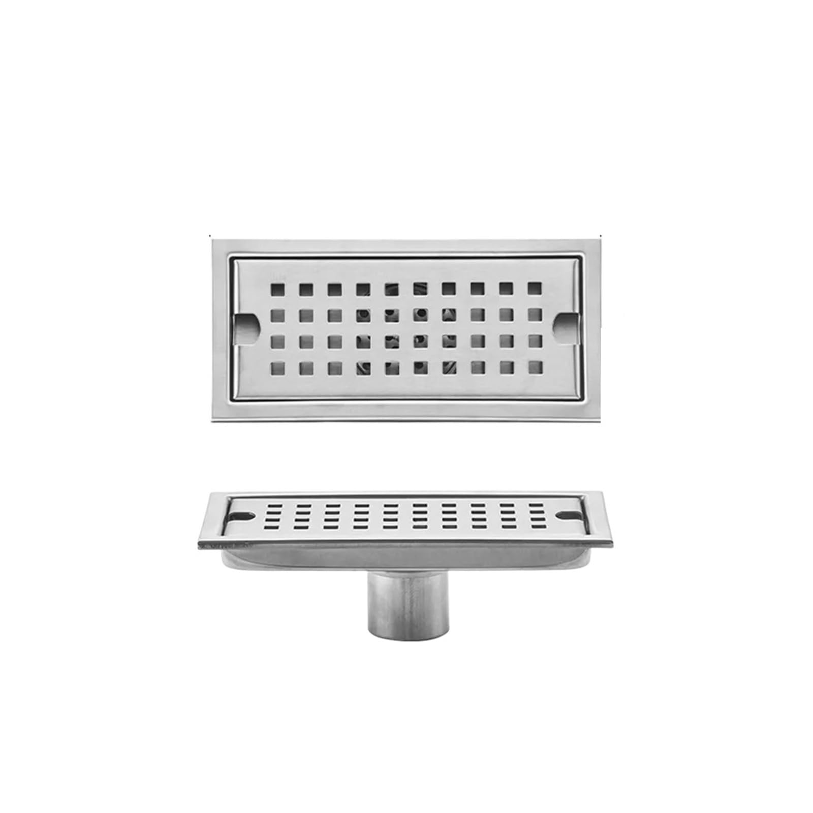 Linear Shower Drain With Strainer Cover Shower Floor Drain Rectangle Shape Stainless Steel Linear Removable Filter(Silver-10-20cm)
